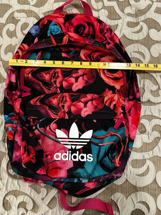 Addidas Floral Rose Print Backpack in Pink & Teal main image 8